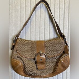 Coach 6808 Y2K VTG Soho Tan Leather Signature C Canvas Hobo Shoulder Bag Worn In